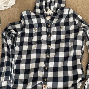 Hollister Mens Hooded Flannel Shirt